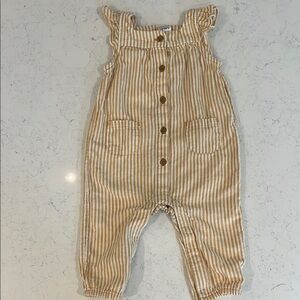 Carter's Linen Short Sleeve Stripe Jumpsuit. Size 6M.